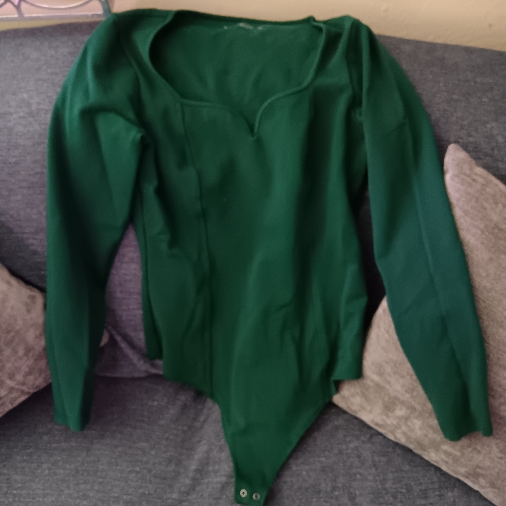 Abercrombie & Fitch Sweetheart Neckline Corset Bodysuit Large Green